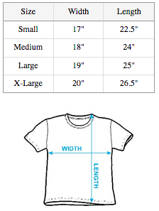 Youth T-Shirt Sizing Chart