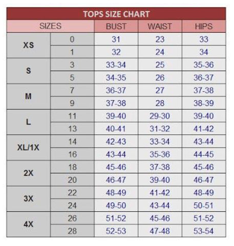 Birdwell Size Chart