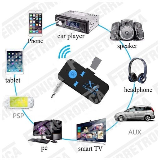 Adaptador Bluetooth X6 con Plug - Jack 3.5 mm para Carro