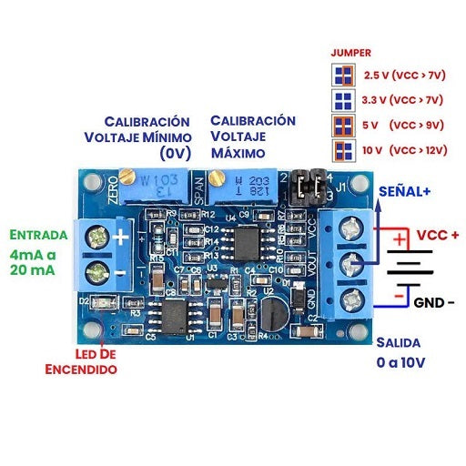 Configuracion Modulo Convertidor de Corriente a Voltaje 0~20mA a 0V~10V, Ferretrónica