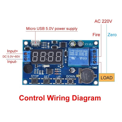 Descripcion Modulo Temporizador Ajustable Programable con Relay y Pila de Respaldo, Ferretrónica