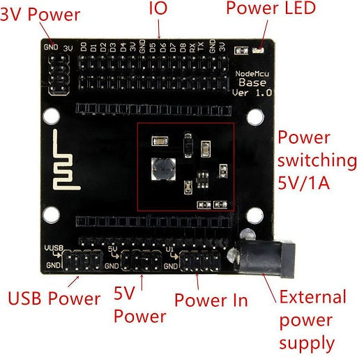 Distribucion Shield Tarjeta Expansion de Pines para Modulo ESP8266 V3 CH340, Ferretrónica