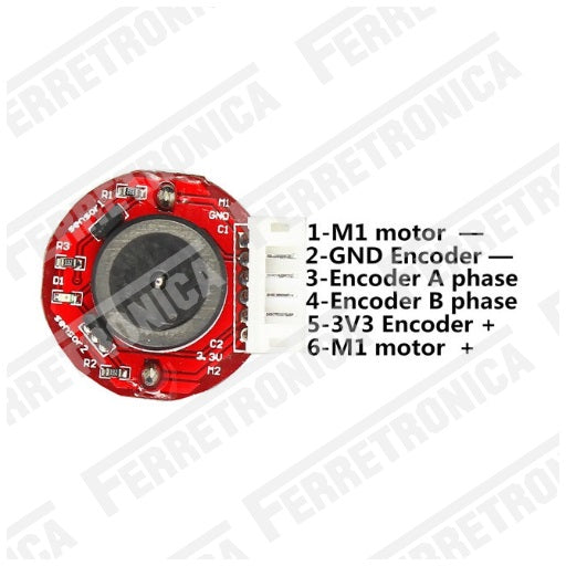 Distribucion de Pines Motorreductor con Encoder 6V - 210 RPM - 10 Kg.cm Motor con Encoder Efecto Hall, Ferretrónica