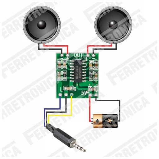 amlificador de audio pam8403 3w, ferretrónica