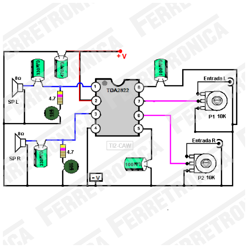 amplificador tda2822, ferretrónica