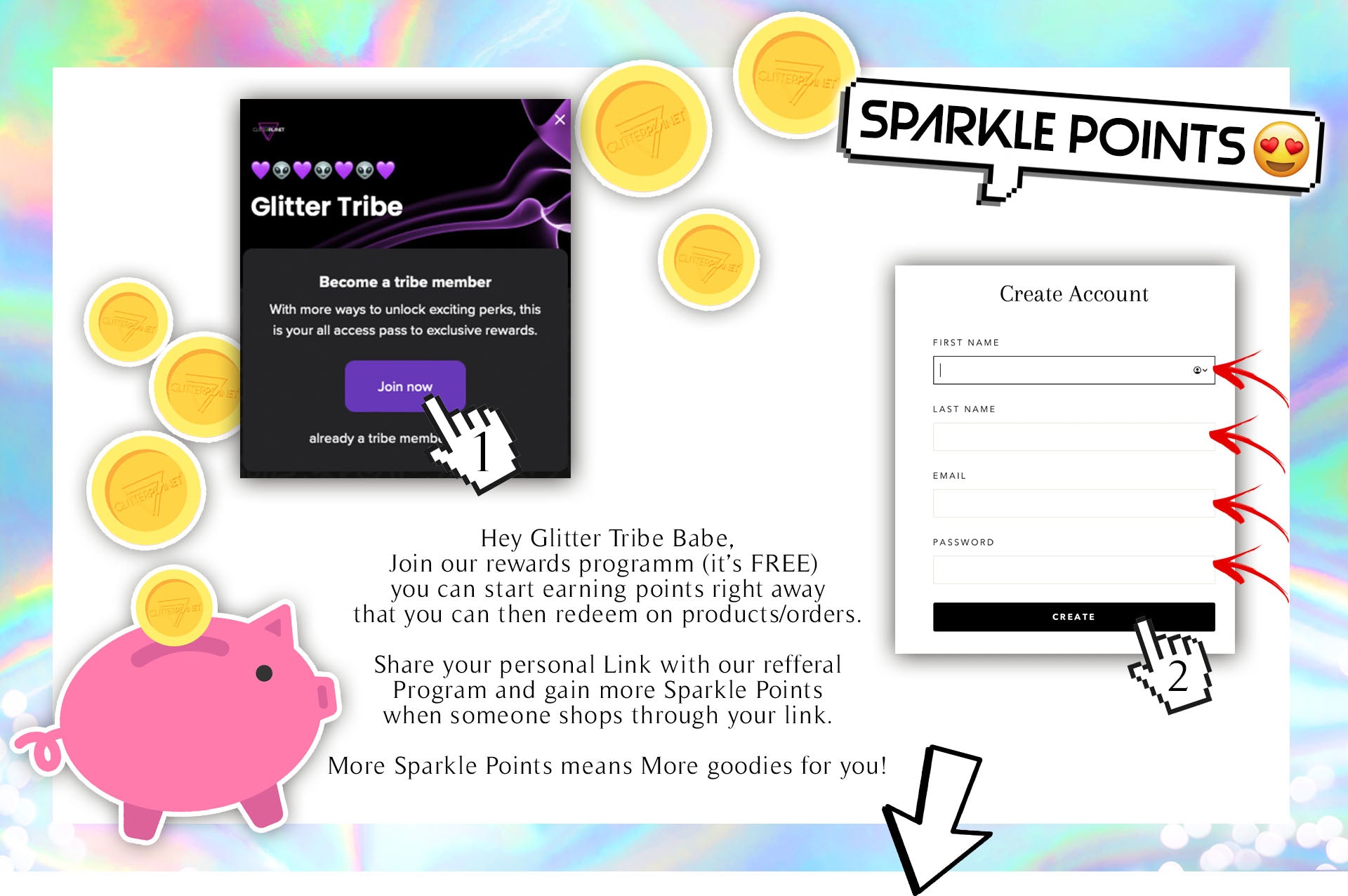 Glitter Planet sparkle rewards points