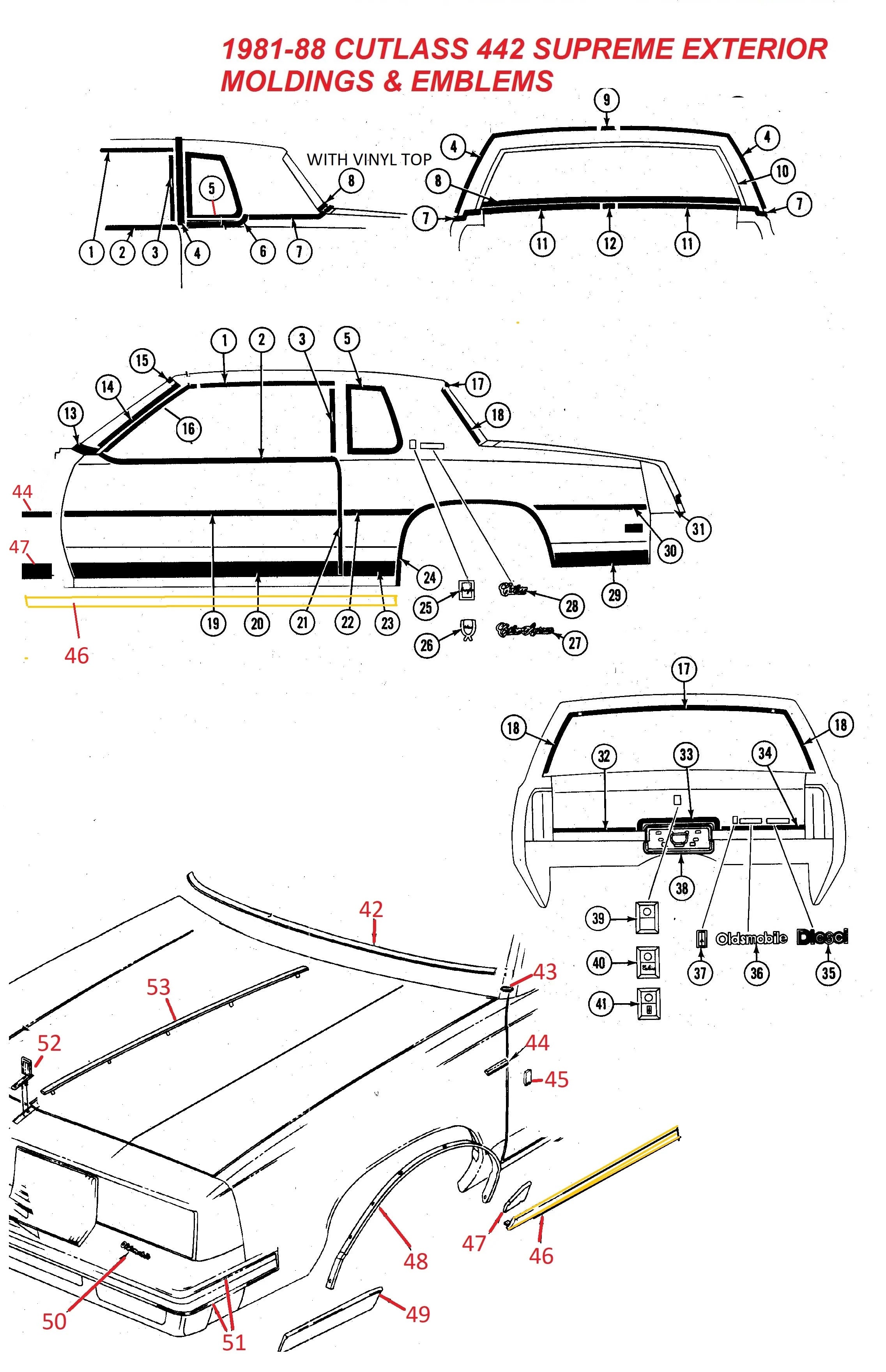 1986 cutlass supreme chrome trim