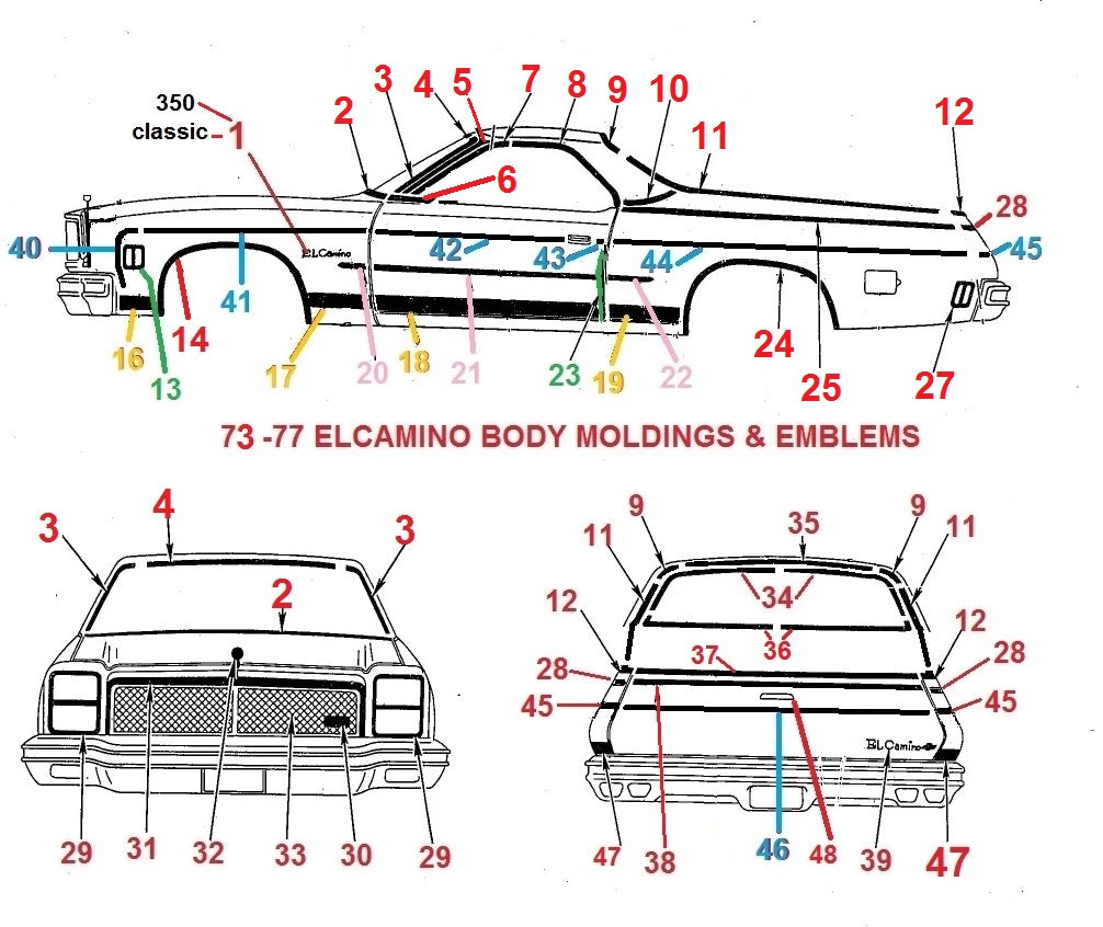 73 -77 ELCAMINO SPRINT EXTERIOR MOLDINGS – Chicago Muscle Car