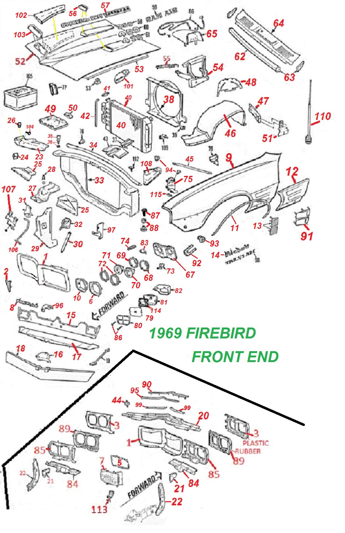 1969 pontiac firebird window diagram