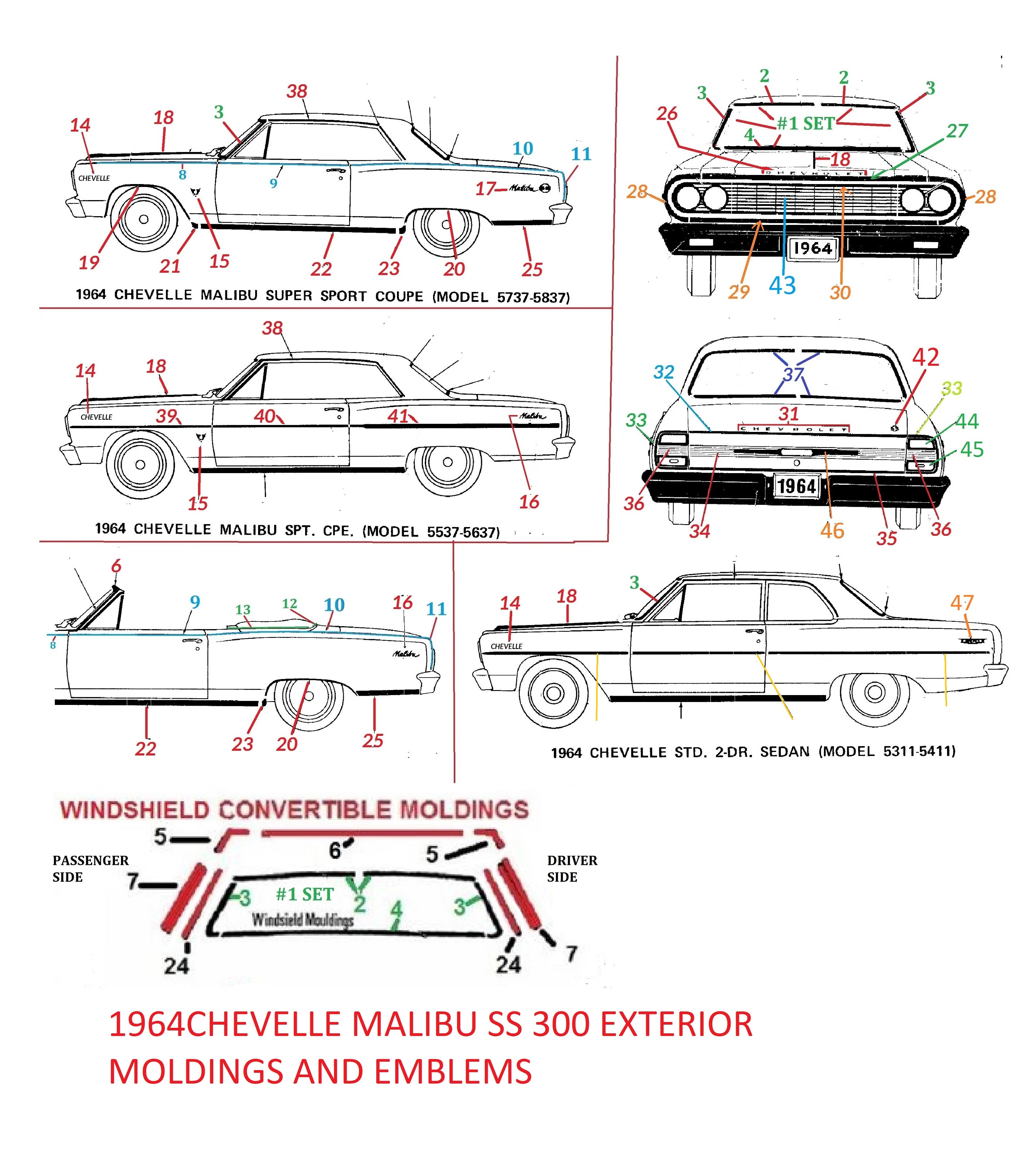 64 CHEVELLE EXTERIOR MOLDINGS & EMBLEMS – Chicago Muscle Car Parts