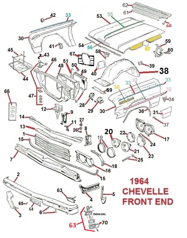 64 CHEVELLE ELCAMINO FRONT END PARTS – Chicago Muscle Car Parts , Inc.