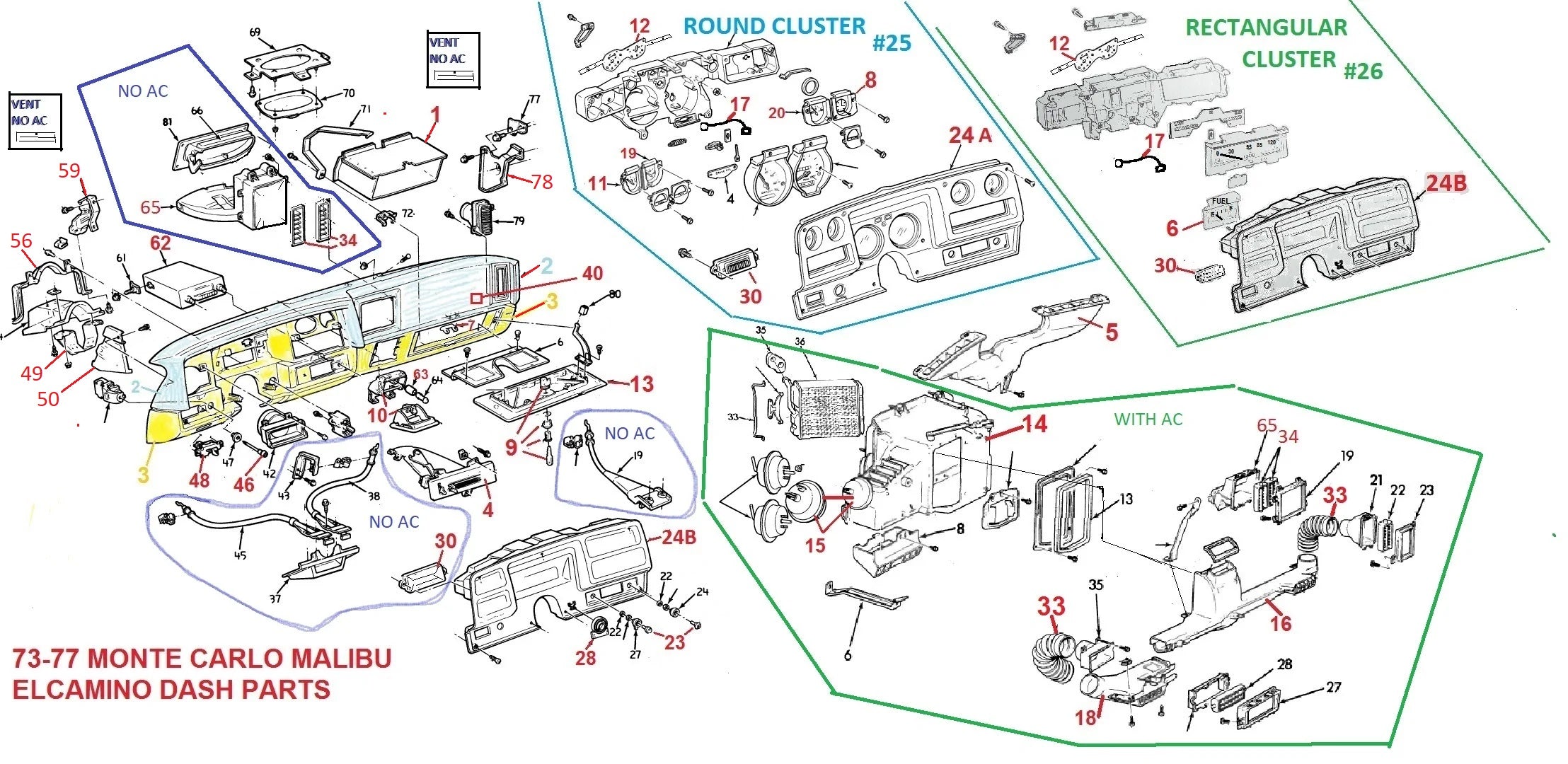 1976 Chevelle And Malibu Monte Carlo Wiring Diagram 76