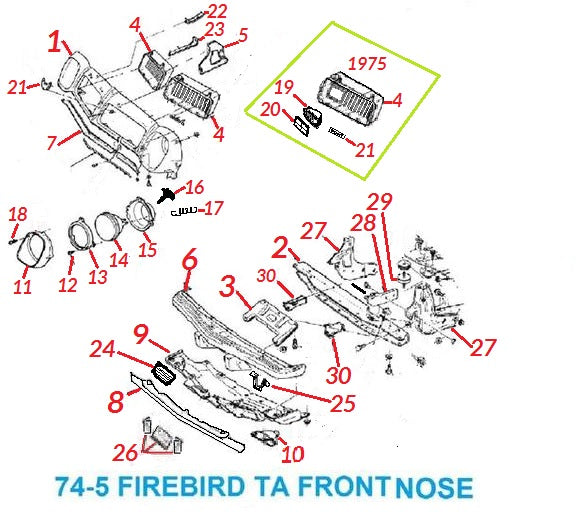 74 75 TRANS AM FIREBIRD FRONT BUMPER & GRILLE PARTS – Chicago Muscle Car  Parts , Inc.