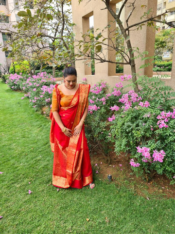 Bengal Handloom Cotton Tanchui Brocade Saree from Bengal Looms India