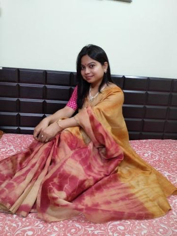 Tussar Shibori Saree from Bengal Looms India