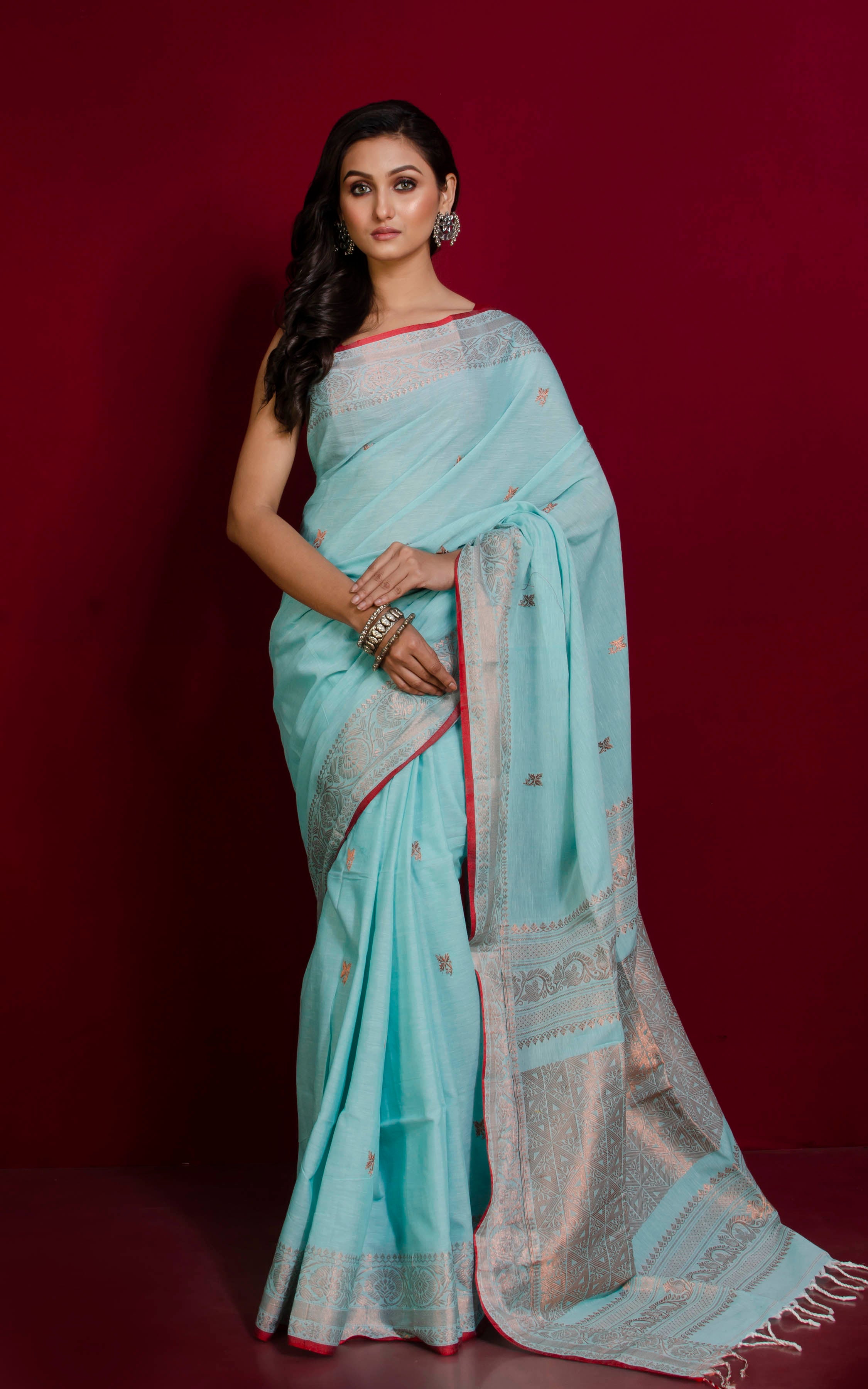 Banarasi Cotton Silk Saree With Zari Polka Dots Weaving & Skirt Border –  Banarasikargha