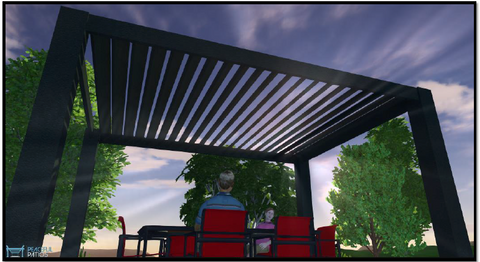 Peaceful Patios Contemporary Fiberglass Pergola with Fixed Louvered Rafters Rendering