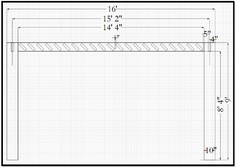 Peaceful Patios Contemporary Fiberglass Pergola with Fixed Louvered Rafters Drawing - Side