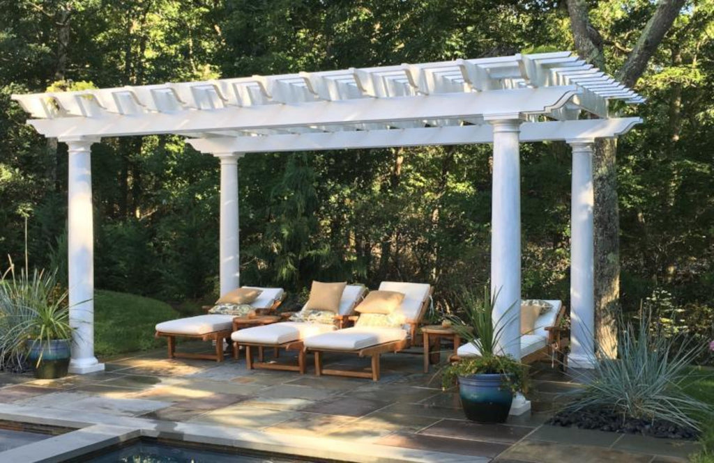 Peaceful Patios Freestanding Fiberglass Pergola Round Columns