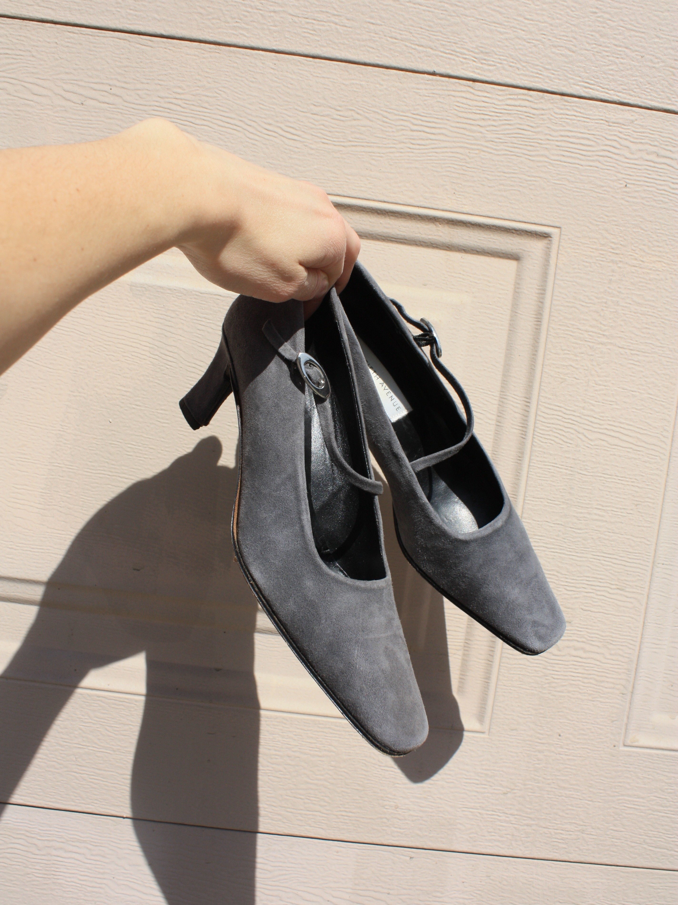 Grey Suede Mary Janes (6.5)