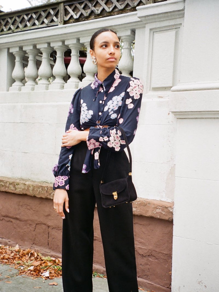 Floral Print Cropped Blouse