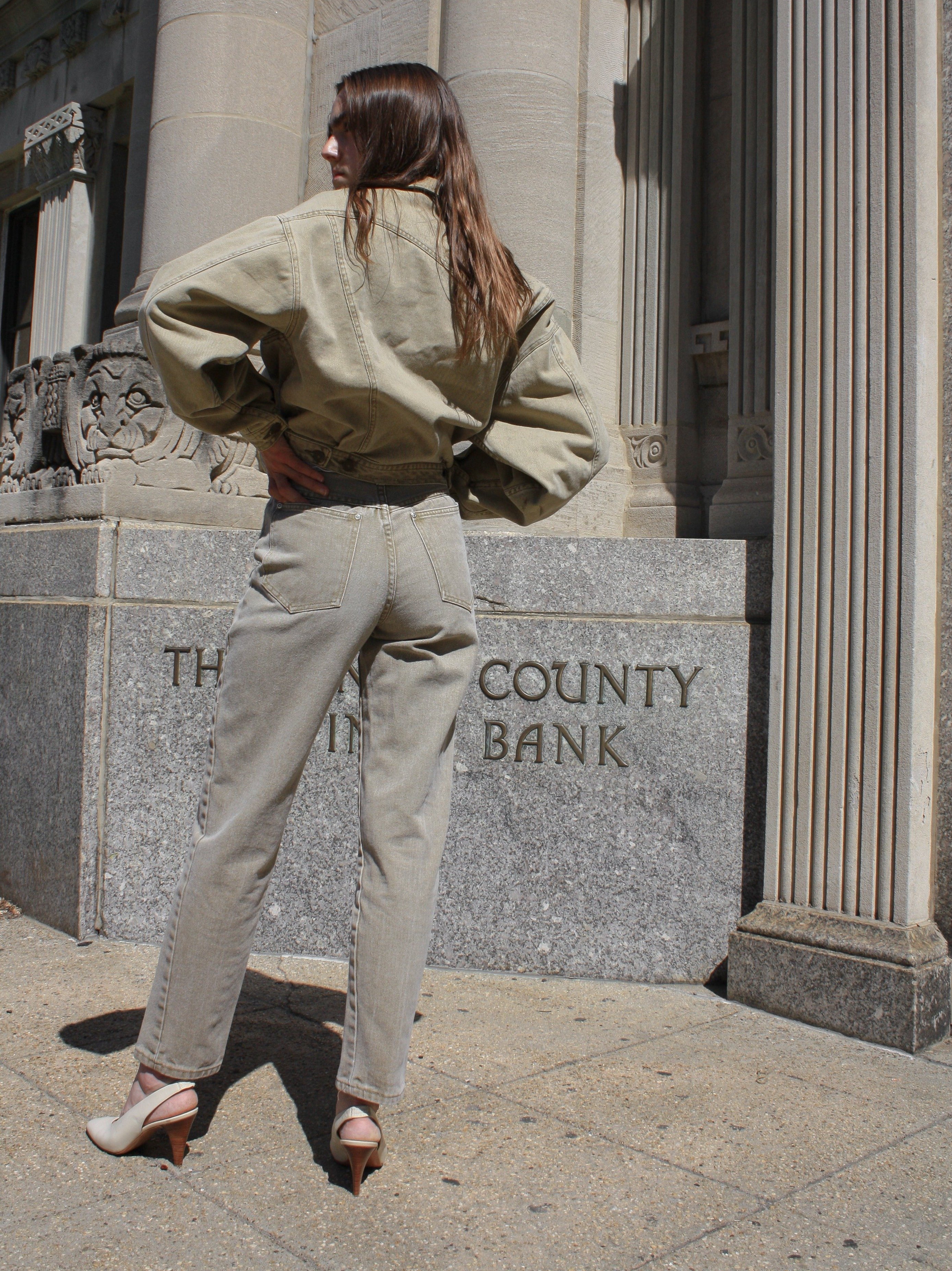 High Waist Khaki Denim