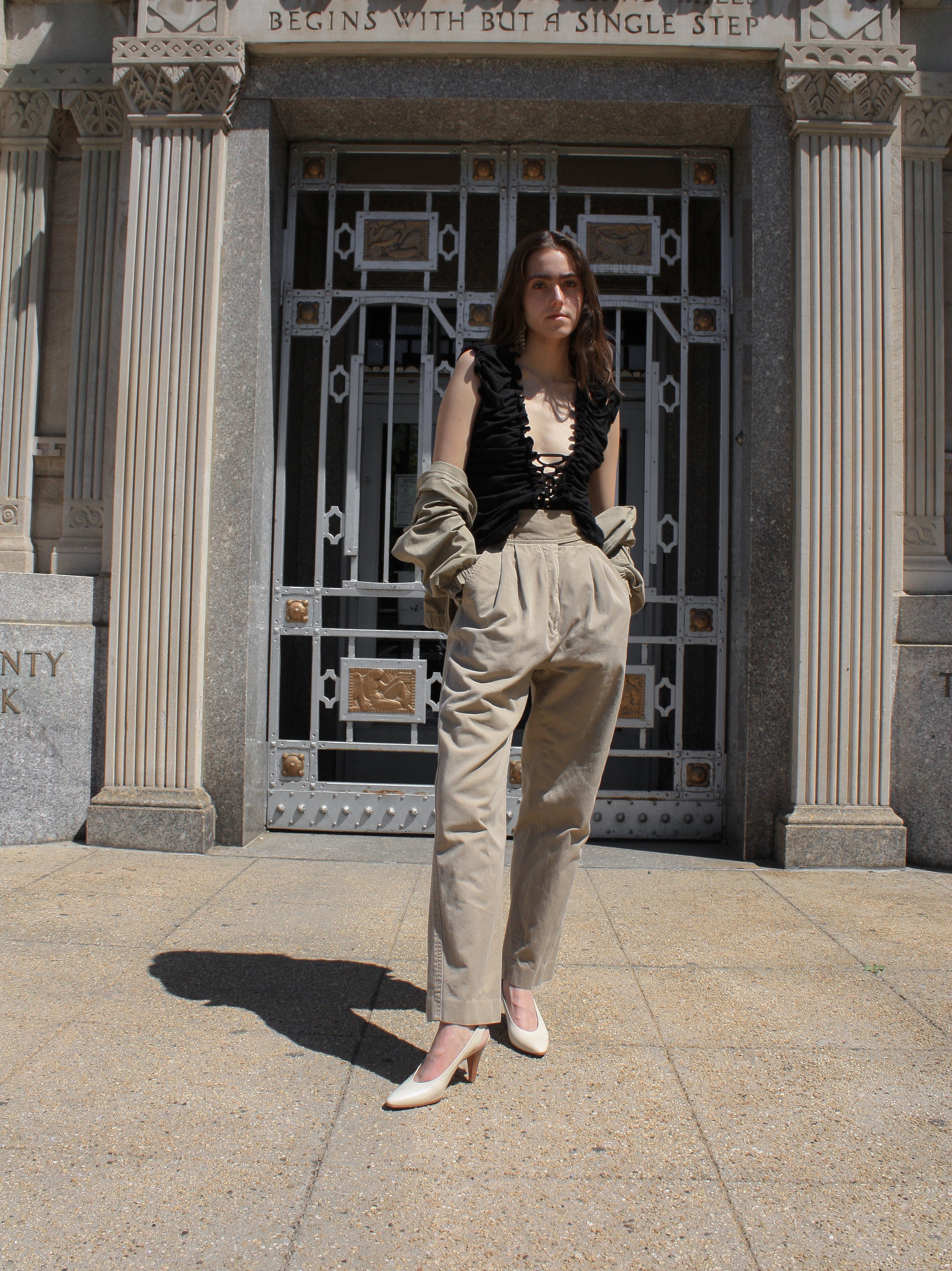 Wrap Waist Khaki Pants