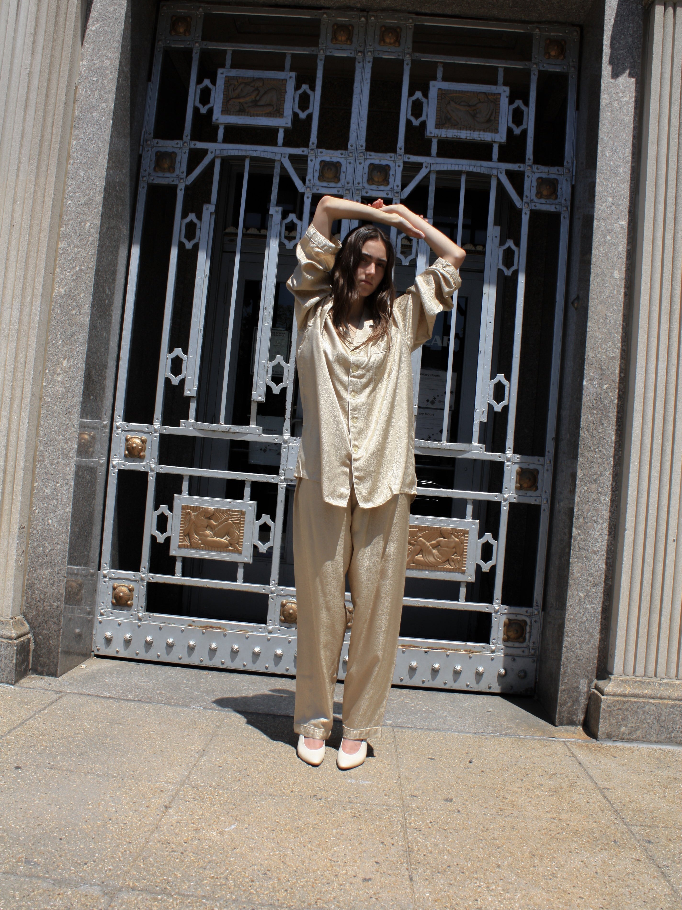 Beige Silk Pajama Set