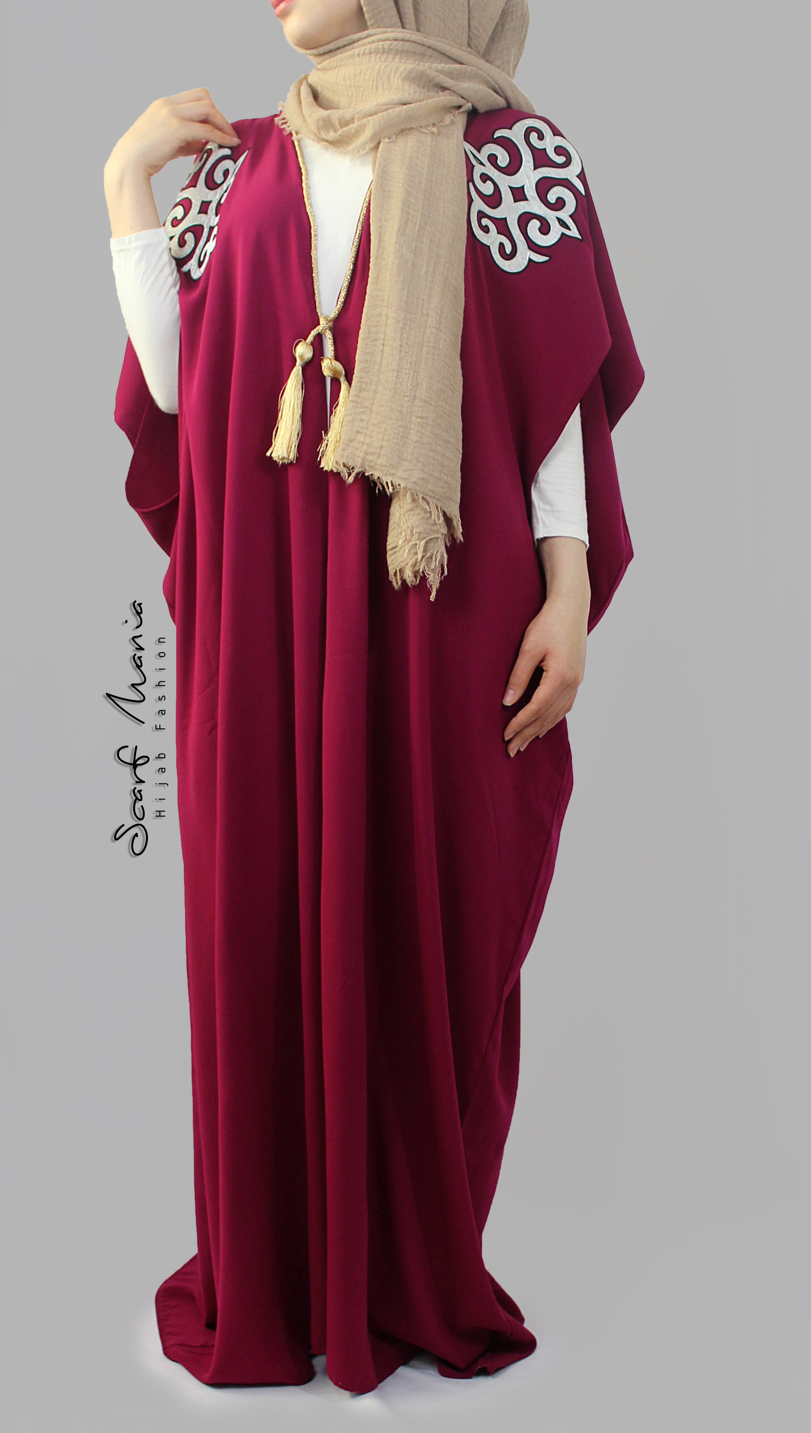 burgundy kaftan dress