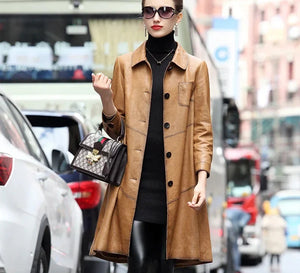 Genuine Leather Long Coat - Elevate Swag