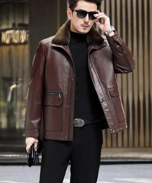Genuine Leather Jackets Down or Mink Fur Lining - Elevate Swag