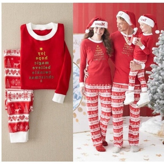 Cartoon Print Striped Family Matching Christmas Pajamas Sets