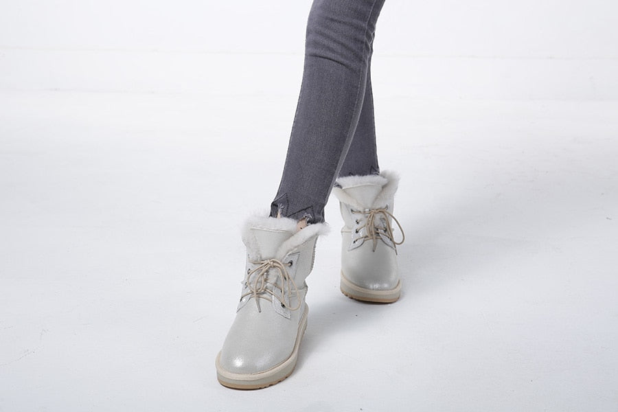 Tulpen Verdraaiing knoop Genuine Leather Natural Wool Fur Lined Waterproof Ankle Boots – Elevate Swag