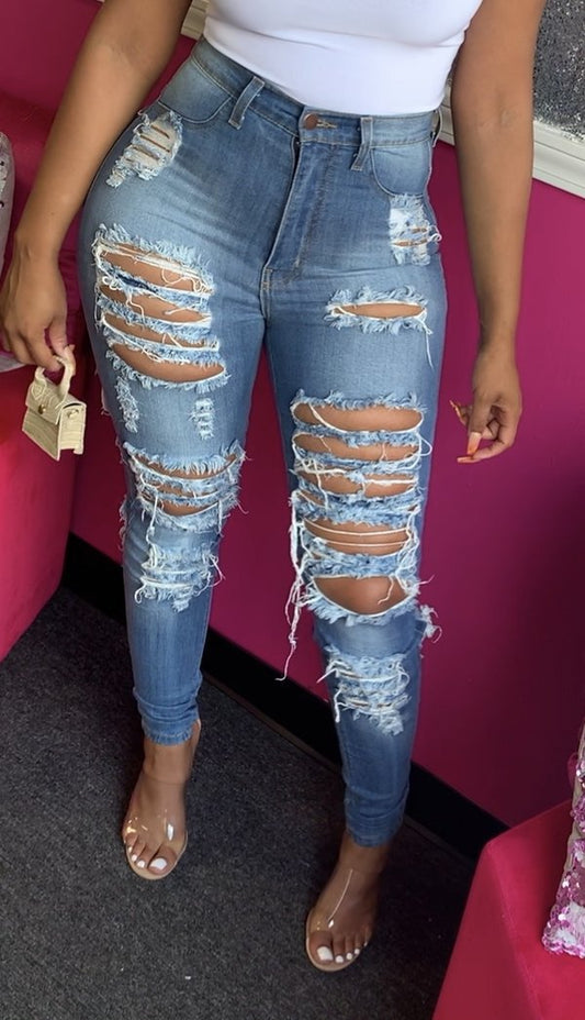 Multi Ripped Flare High Waist Jeans – Elevate Swag