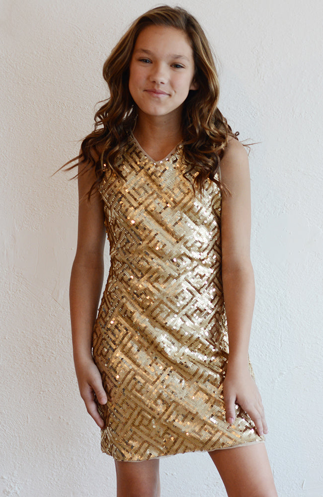 gold dress teenager