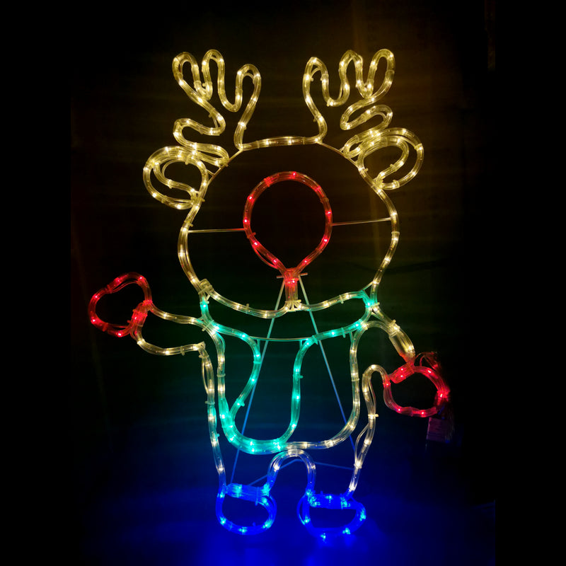 Solar Powered LED Waving Rudolph the Reindeer Outdoor Christmas Motif ...