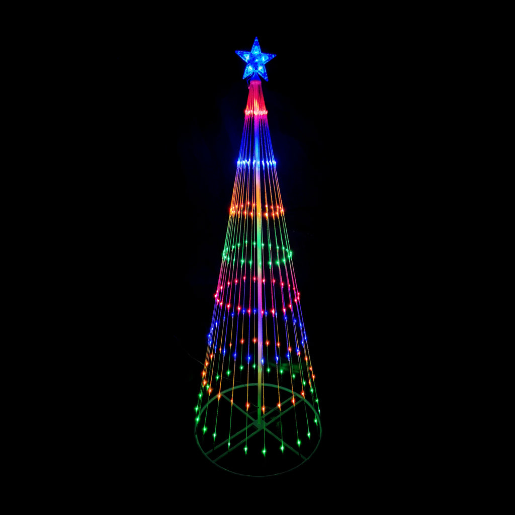 210cm Cone Tree 246 LED Digitally Animated 24 Functions Multi Colour ...