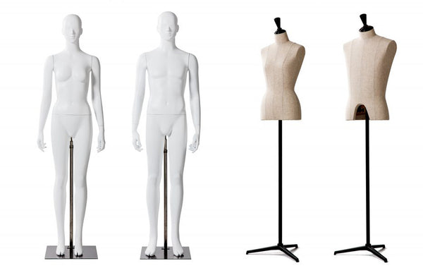 male and female dress forms and mannequins