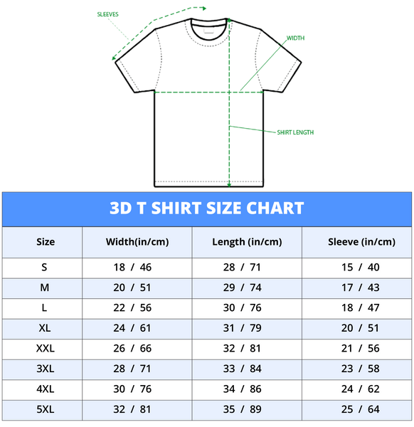 Size Guide of Shirt – 3D Ztyle