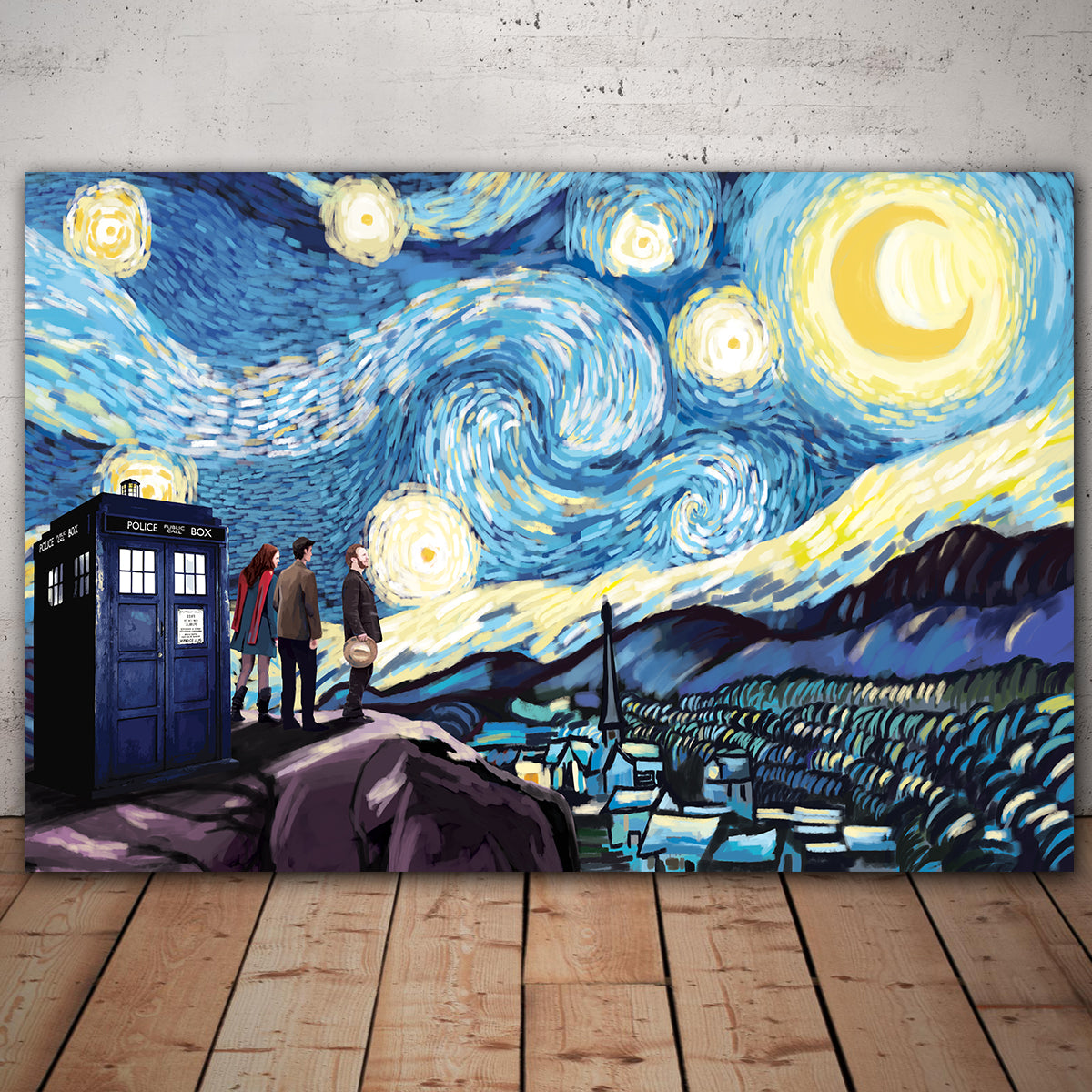 Doctor Who Starry Night Framed Canvas Wall Art - TrendySweety