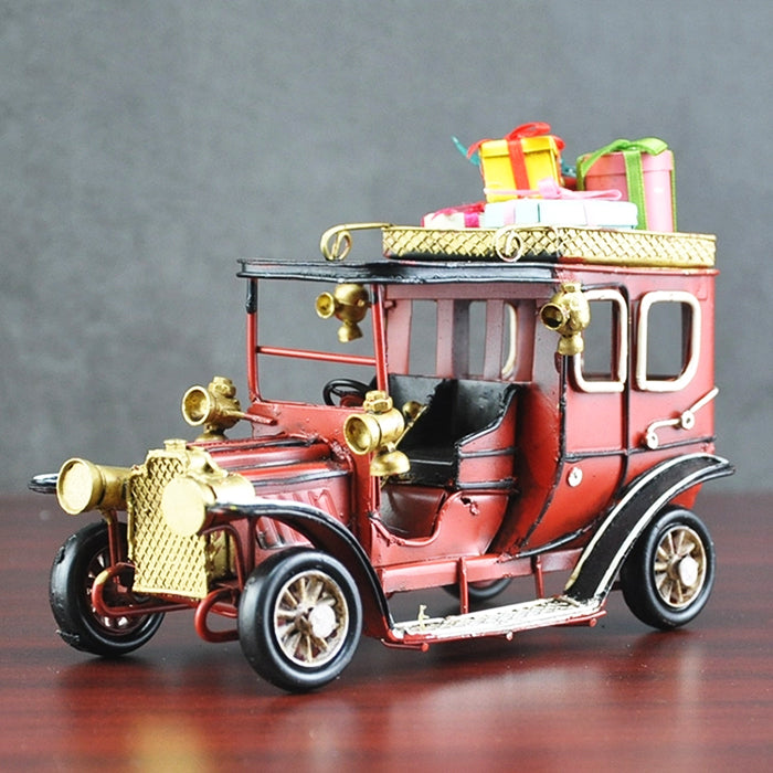 Miniatures Vintage Car Model Desktop Decoration Iron Sculpture Vehicle  Model Toy Collections Children Gift Home Office Decor Metal Crafts