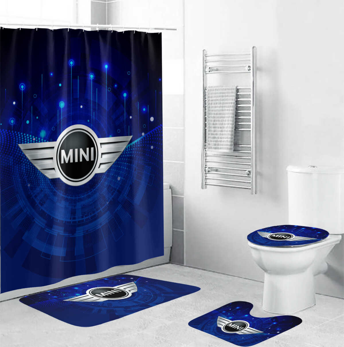 B.M.W Bathroom Mat Set and Shower Curtain - TrendySweety