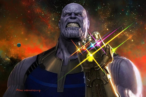 An image of Thanos from the Marvel Universe with all Infinity Stones