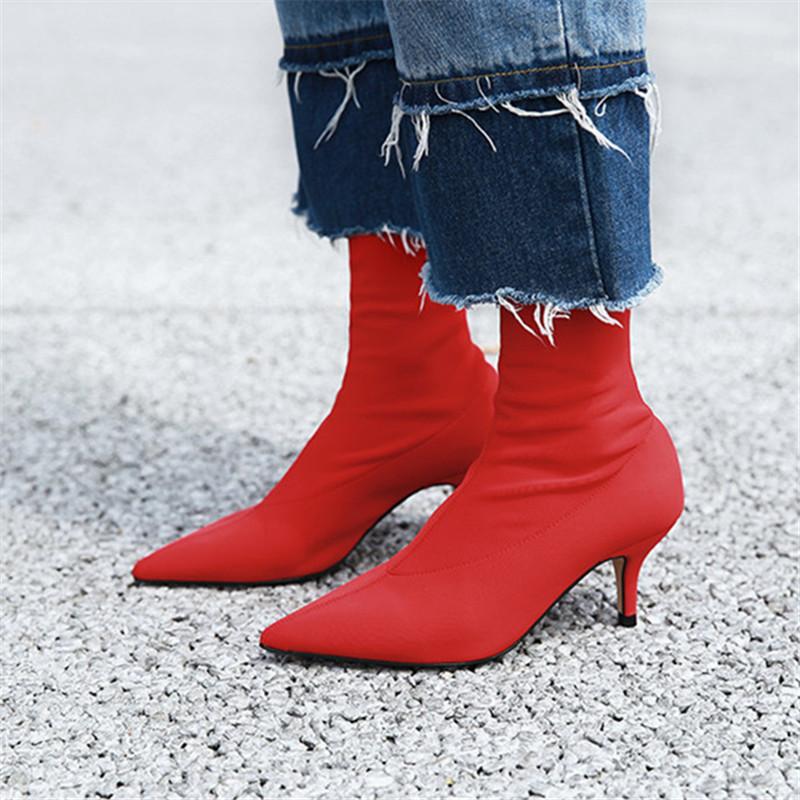 red sock bootie heels