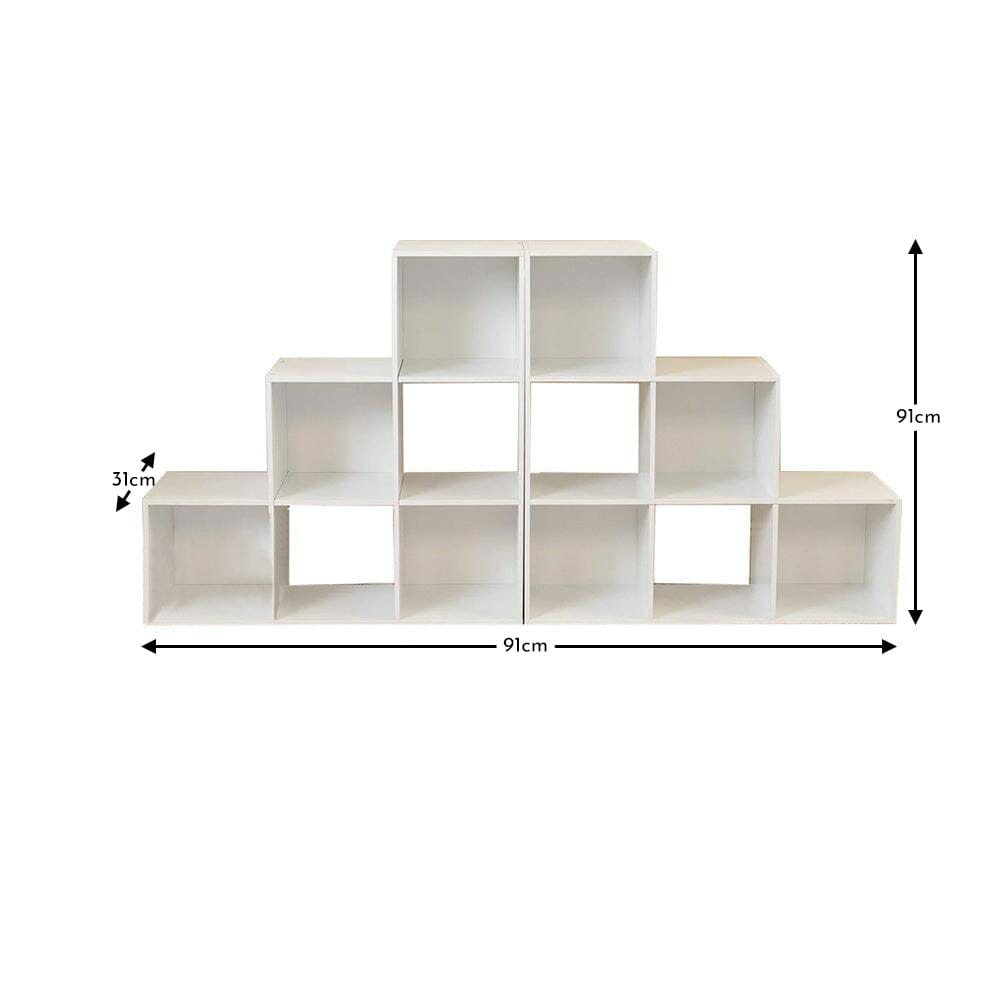 12 Cube Bookcase Ladder Storage Unit - Chalk White - Two 6 Cube Units