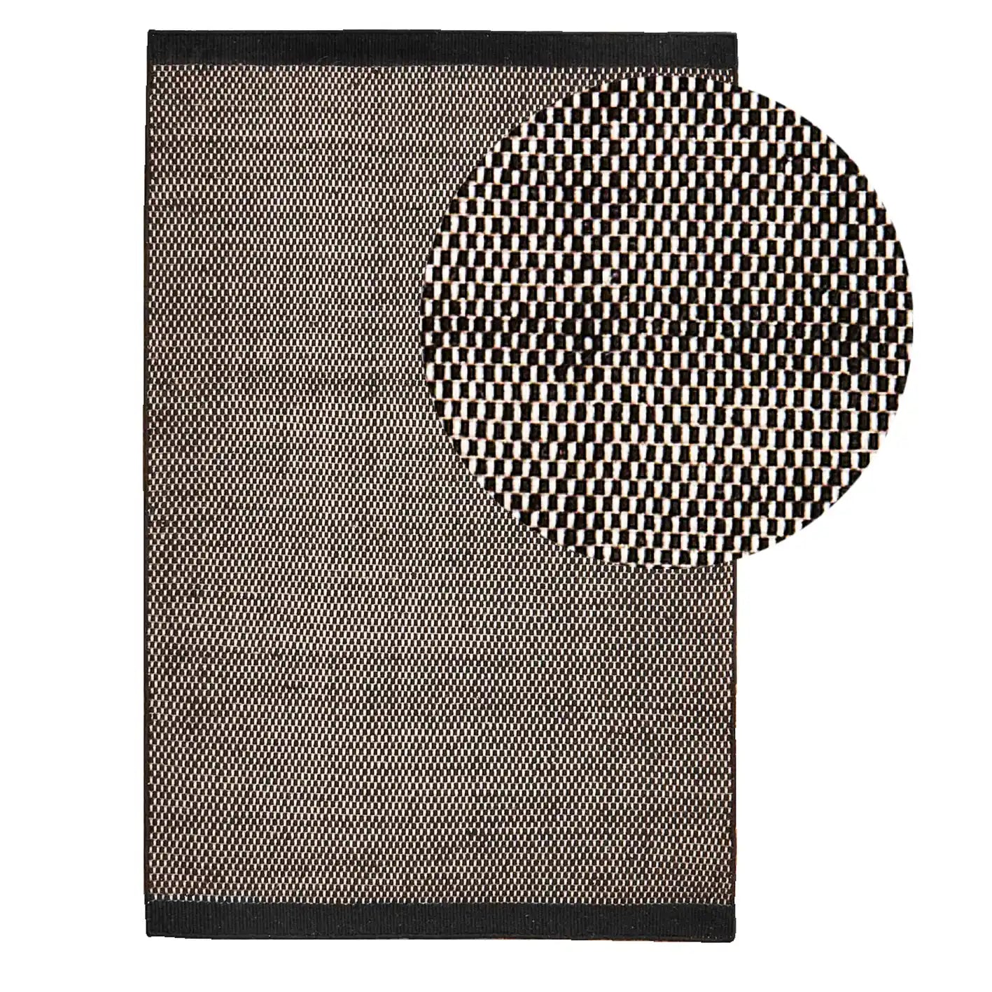 120 x 170cm Atcham Rug in Black Pebble Wool with Cotton Blend