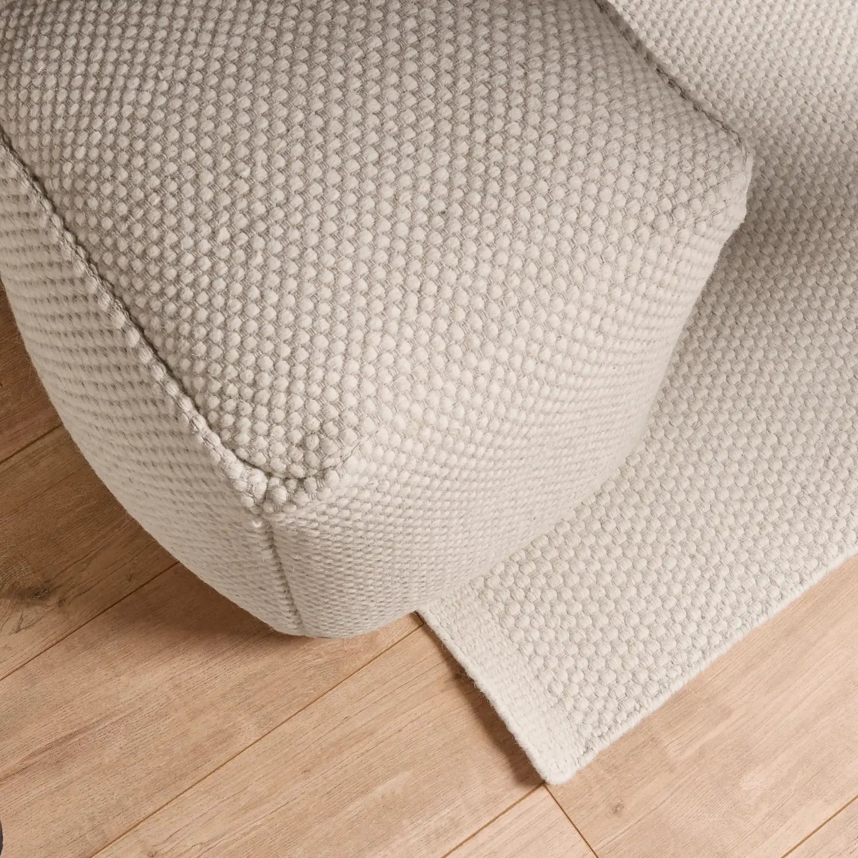 Atcham Clay/Natural Wool & Cotton Ottoman Stool - Laura James