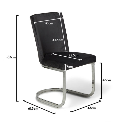 Lola Black Dining Chair with Chrome Legs