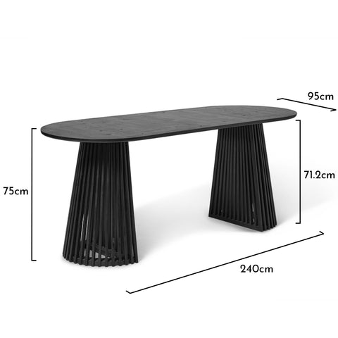 Willow Oval Dining Table Stained Black - Laura James