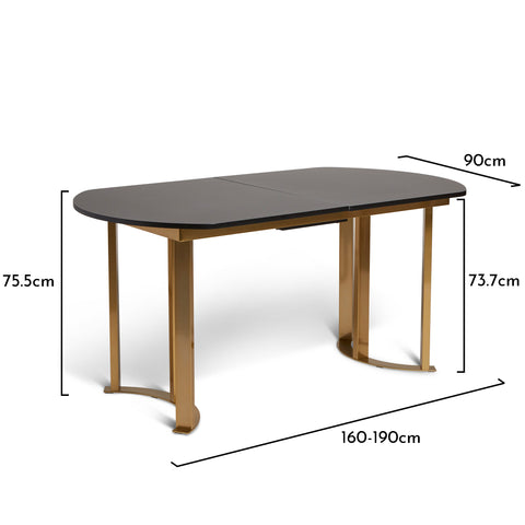 Lua extendable dining table - noir black - Laura James